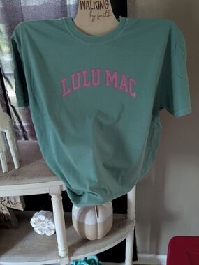 Comfort Colors Teal Short Sleeve Tee with Pink  Graphic